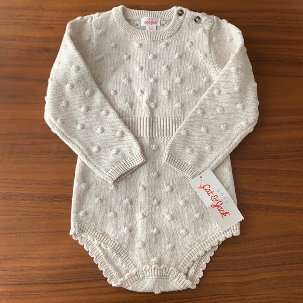 NWT Cat & Jack Baby ivory sweater romper 24 months